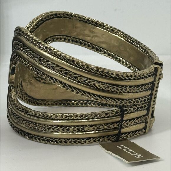 Chicos Chunky Textured Hinged Bangle Bracelet - Picture 8 of 16